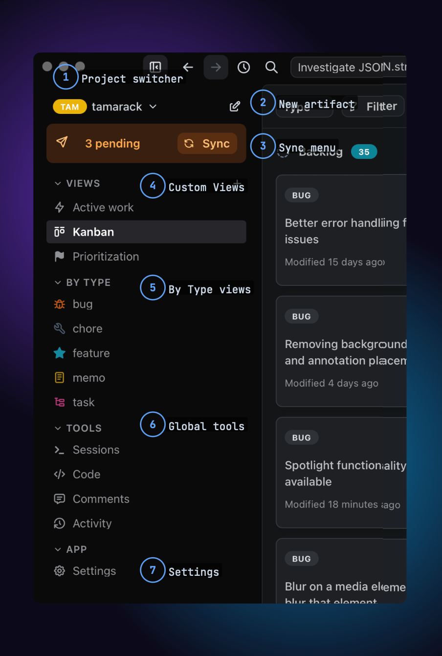 The full Spruce sidebar with the header and all four sections expanded
